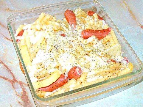 レンジ完結!じゃがいもとマカロニのレンジミルク煮♪